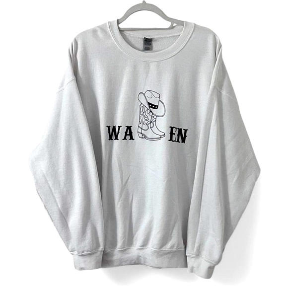 White Gildan “Wallen” Sweatshirt - Picture 1 of 4